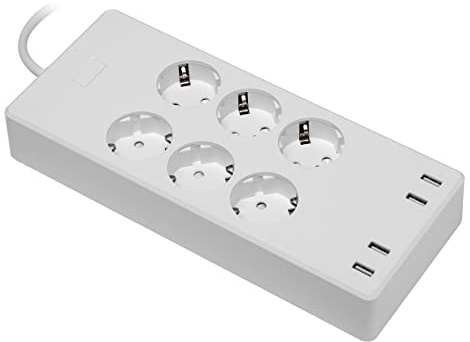 MaxTrack NW11L Smarte 6-Fach Schutzkontakt-Steckdosen-Leiste mit 4 USB-Buchsen, Timer, Smart Home, Google Assistant, Alexa, Smart Apps, Sprachsteuerung, 10 Anschlüsse, 1,7m Kabel, getrennt schaltbar
