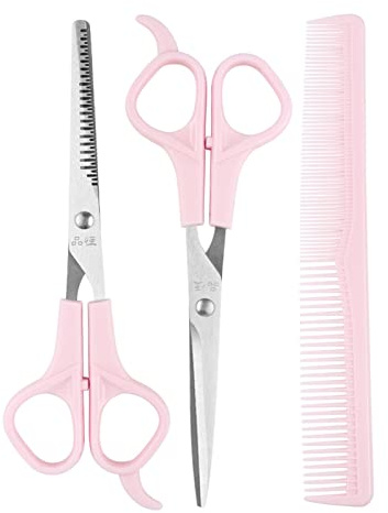 Yesmin Hair Scissors Set Barbers,Home Use or Pet Shearing Scissors to Use on Men, Women, Adult and Children-Pink
