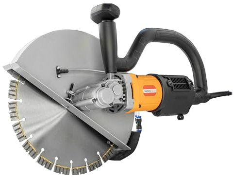 WABROTECH® Sega Elettrica per Cemento 320 mm - Taglio Cemento 4500 Giri/Min con Lama Diamante per Tagli a Secco e ad Acqua 140 mm - Tagliatrice 1800 W