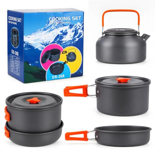 aiGear Camping Cooking Set/Cooking Mess Kit Orange Aluminum