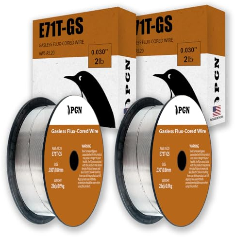 (2 Pack) PGN Flux Core Wire .030 - E71T-GS .030 Inch, 2 Pound Spool - Gasless Mild Steel Welding Wire with Low Splatter - For All Position Arc Welding