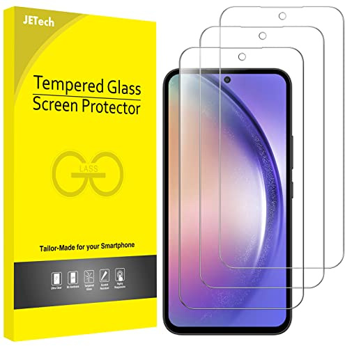 JETech Schutzfolie für Samsung Galaxy A54, 3 Stück | HD Klar, Face ID Kompatibel, Kratzfestes Gehärtetes Glas, Einfache Installation