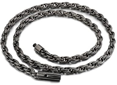 KnSam Edelstahl Weizenkette 37 cm, Frau Ketten Grau Herren Metallkette Legierung Breit 6MM Hip Hop Freundschaftskette Jungs