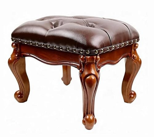 DEBJGO Leather Foot Stool Ottoman Foot Rest,Small Vintage Footstool