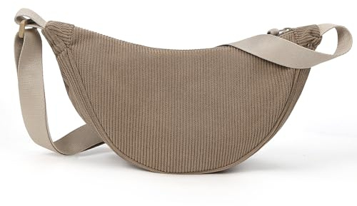 TIAASTAP Umhängetasche & Bauchtasche Damen Cord, Einfarbige Moon Crossbody Bag Gürteltasche mit verstellbarem Gurt