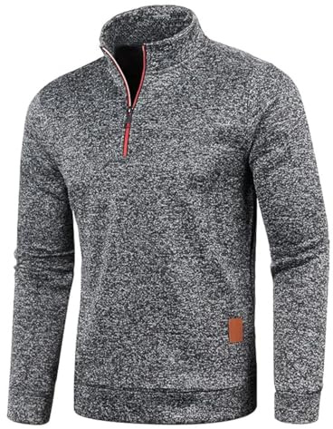 Half Zip Pullover Herren Ohne Kapuze Männer für Solid Arbeitspullover Oversize Winter Sport Arbeitspullover Sweater Men Alphanumerisch