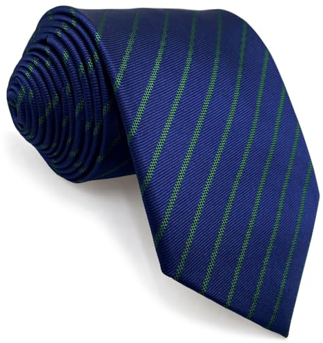 S&W SHLAX&WING Corbata para hombre color azul marino azul real verde rayas formal tamaño clásico 147cm×8cm pulgadas.