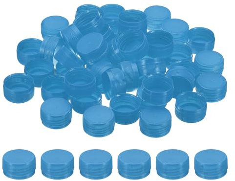PATIKIL Tappi di Bottiglia Plastica da 1.2 Pollici per Artigianato, 50Pz Tappi a Vite Riutilizzabili per Bottiglie Vuote per Decorazioni Fai da Te, Blu Chiaro