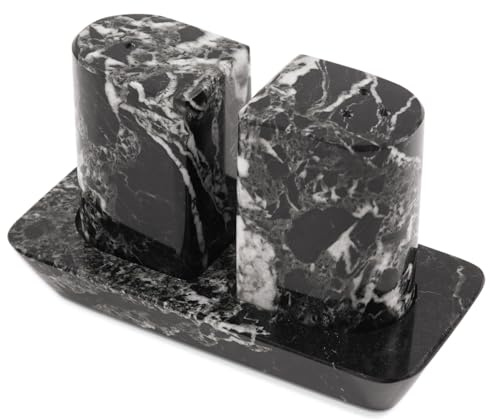 Radicaln marmor salt- och pepparkar 6,3 cm svart handgjord sten krydda set för köksbord, salero rosa salthållare, bondgård köksdekor, eleganta nödvändigheter för hemmet