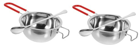 NUOBESTY 2 Sätze Wachs Schmelztiegel Schokoladenschmelztopf Kerzenschmelzwerkzeuge Kerzenheizhalter Bausatz inoxlm esslöffel Kerzenhalter Kerzentopf aus Metall Wachstopf Rostfreier Stahl