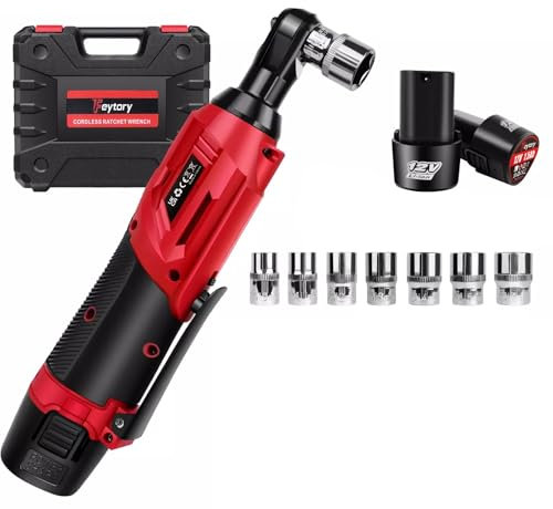 Llave de impacto inalámbrica de ángulo recto roja de iones de litio + 2 baterías