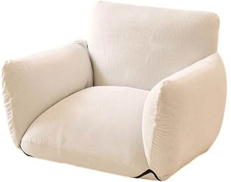 Bodensofa Mit Verstellbarer Rückenlehne & Armlehnen Klappbar Bodensessel Cordstoff Abnehmbar Und Waschbar Floor Chair Für Zuhause Oder Büro, 75 * 60 * 65CM(White)