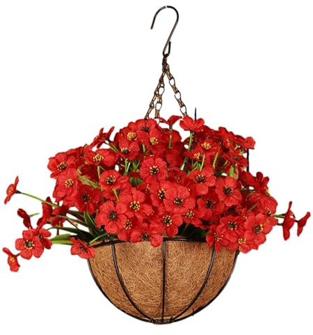 Artificial Hanging Baskets with Flowers – Realistic Artificial Flowers Hanging Flower Baskets – Realistic Artificial Hanging Plants
