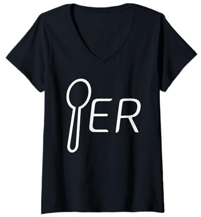 Femme Cuillère à soupe T-Shirt avec Col en V