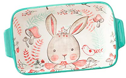 Amosfun Brotbackform Bezauberndes Cartoon-design Keramik-tablett Doppelgriffe Für Sichere Handhabung Spülmaschinen- Und Ofenfest