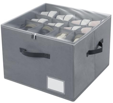 GENHH Organizer per scarpe con coperchio, adatto a 16 paia di scarpe, impilabile con manici, grande scarpiera per chiusura con divisori, portascarpe salvaspazio