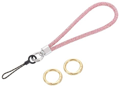 sourcing map Bling Wristlet Lanyard, Rhinestone Keychain Strap for Clutch Cellphone Keychain Wallet
