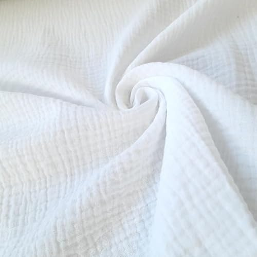 PAWOTEX Musselin Stoff Meterware Bio Musselin Meterware Bedruckt Double Gauze Uni Baumwollstoffe Meterware zum Nähen 50x135 cm für Baumwoll Stoffe für Kleid Bluse Kinder Tuch Decke Sommerkleidung