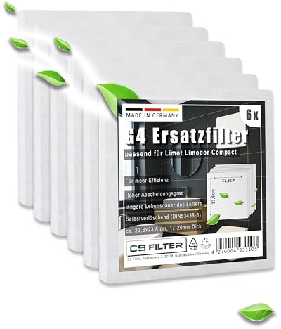 6 Stück Filter passend für Lüftungsgerät Limodor Limot Lüfterserie compact 00070 Ersatzfilter Luftfilter Staubfilter Filterklasse G4- Made in Germany