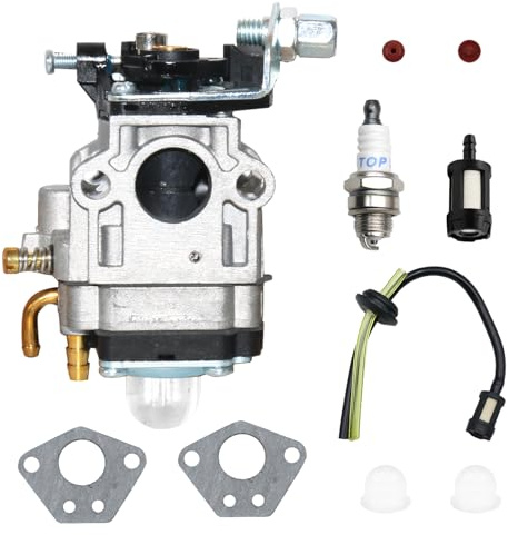 Carburatore per Decespugliatore da 52cc 49cc 43cc, Kit per Carburatore per Motore, Ricambi Decespugliatore con Guarnizione, Tubo, Candela e Filtro Benzina per Tosaerba Decespugliatori Motoseghe