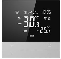 Termostato de aire acondicionado central inteligente Tuya WiFi, función de calefacción y refrigeración, fan coil de 3 velocidades, compatible con Alexa, accesorios(4 Pipe Wifi)