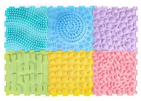6 Pezzi Tappetini Puzzle Massaggianti Sensoriali per Bambini e Adulti - Tappetino da Gioco Ortopedico 30cm per Giochi Sensoriali(6-piece set-1)