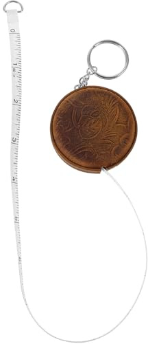 NIYANGLE Mini Mètre Ruban Rétractable Vintage Rond en Cuir de Vachette 15 M avec Porte-Clés Mètre Ruban Portable et Léger pour Maison Voyages et Activités de Plein Air
