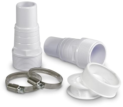 Pumpenanschluss-Set 32/38 mm - 1 1/2 Zoll Außengewinde für Filterpumpen & Ventile - Inkl. Teflonband (12 m) & 2 Edelstahlschellen - Schlauchtüllen für 32/38 mm Poolschlauch