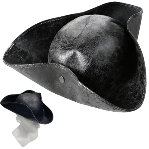 Pirate Hat Tricorn Hat Captain Costume Accessory, Medieval Ancient Colonial Style Pirates Cap, for Theme Party Halloween Cosplay Role Cosmetic Accessories Festival Theme Cosplay