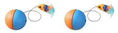 KSJOAIDDE 2 set med interaktiva kattleksaker boll teaser leksaker boll kattleksaker för Kitty jagar blå och orange