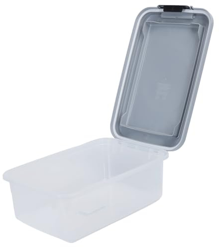 Nobleza Contenedor de Comida para Mascotas 10 L, Caja Hermética Transparente con Ruedas, Tapa Abatible y Pala para Alimento de Perros y Gatos, Gris