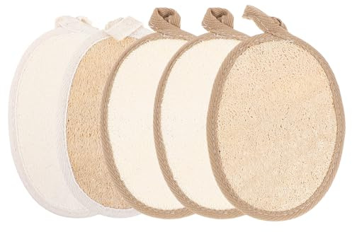 SECFOU 5 St Exfolierande Luffasvamp för Kroppsvård Flexibel Duschskrubb med Elastisk Rem Snabbtorkande och för Hudtyper Återanvändbar Spa och Hem Användning