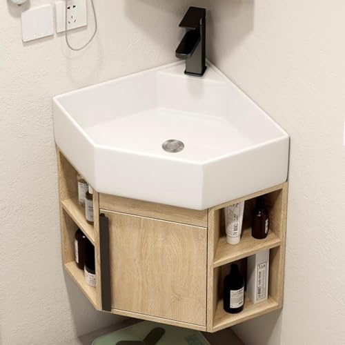 TAXXII Mobile Bagno Moderno con lavabo Integrato, lavabo angolare sospeso con ripiano portaoggetti e Organizer, postazione lavamani sospesa per Bagno, Cucina e Soggiorno (40 cm/15,7 polli