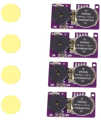 Broma para hacer ruido de críquet (paquete de 4), máquina de ruido de 16 sonidos, pequeña broma de pitido, material oculto para adultos, adecuado para fiestas, oficina, hogar, escuela, coche (morado)