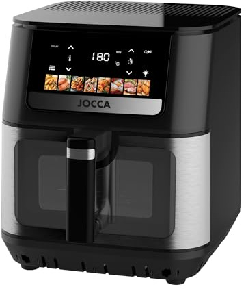 Jocca - Freidora de Aire Jocca 9L con Doble Resistencia, 8 Programas, 200°C, 2000W, Cesta Antiadherente Extraíble, Ventana Visible, Panel Táctil