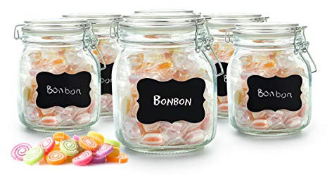 Sendez - Set di 2 barattoli per conserve, 1000 ml, con chiusura a leva, per lavagna e conserve, 2 pezzi