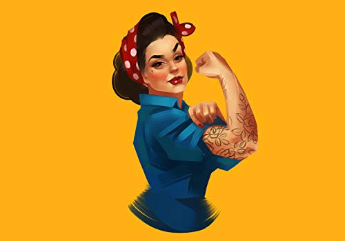 wandmotiv24 Fototapete Retro Pin Up Girl Illustration, XS 150 x 105cm - 3 Teile, Wanddeko, Wandbild, Wandtapete, 50er Jahre Tattoo Frau Art M6510