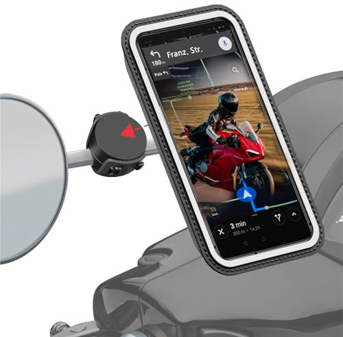 Shapeheart Innovazione francese, Porta cellulare scooter con tasca magnetica, Rotazione di 360° Antivibrazione, Universale, Porta telefono per specchietto retrovisore, Supporto cellulare Impermeabile