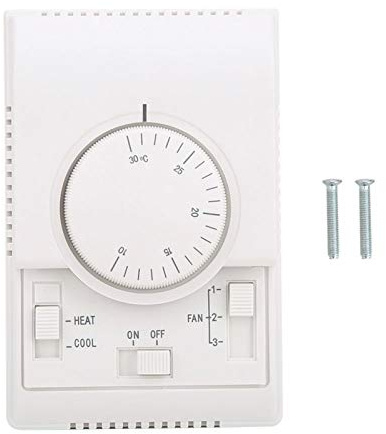 Nikou Mechanischer Temperaturregler, 10-30℃ AC220V Raumthermostat Oberflächenmontierter, Manuell Thermostat Heizen und Kühlen für Zentraler Klimaanlagen Gebläsekonvektoren