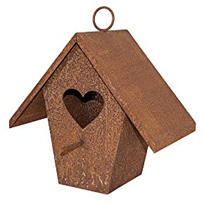 Vogelhaus Futterhaus Vogelhäuschen Futterstation aus Rost Edelrost zum Hängen 27x25x16 cm Metall