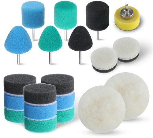 AuInLand Mini Buffing Polishing Pads, 20 PCS Mini Detail Polisher Pad Kit, 1 Inch Buffing Pad Kit, Miini Size Polishers and Buffers Pads for Tight Area Detailing Polishing Waxing and Sealing