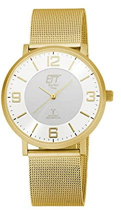 ETT Eco Tech Time Funk Solar Herren Uhr Analog mit Edelstahl Armband EGS-11471-11M