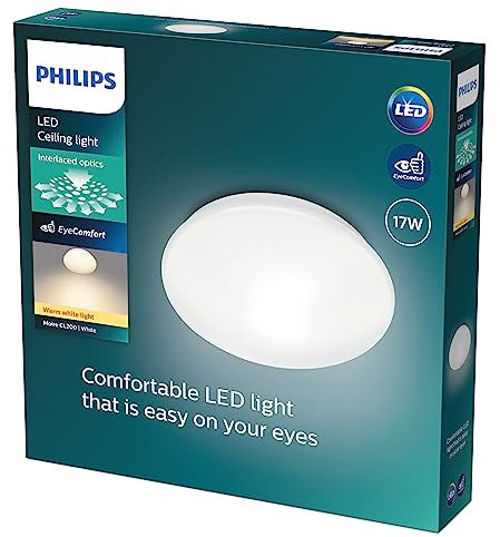 Philips LED Moire Deckenleuchte, warmweißes Licht, weiß