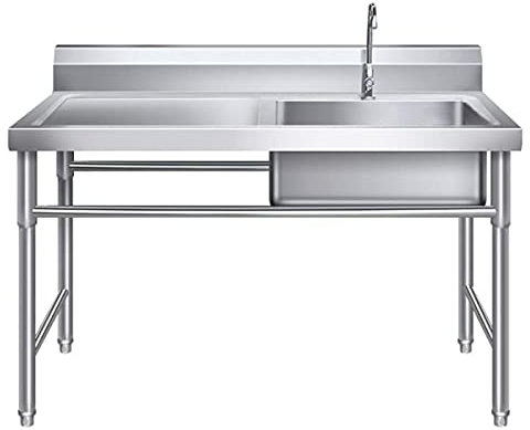 HUMNZR Mobiles Spültisch Edelstahl Spülbecken Einzelspüle Spüle Campingküche 1 Becken Schlauchanschluß Waschtisch,Rightsink-1mm