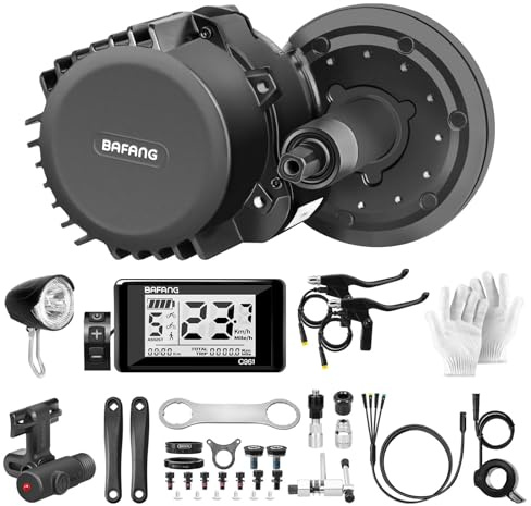 BAFANG eBike Umbausatz BBS-HD 48V 1000W Elektrofahrrad Umbausatz Inklusive Motor, C961 eBike Display, Geschwindigkeitssensor, Gashebel, Kurbelarm und Bremsen