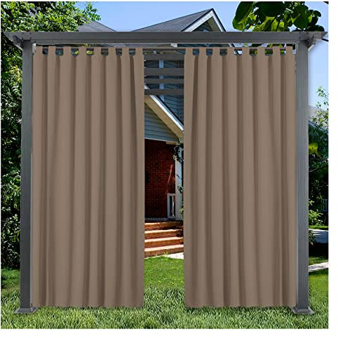 Outdoor Vorhang Wetterfest und Sonnenschutz Outdoor Vorhänge Wasserdicht Outdoor Vorhang Klettverschluss Geeignet für Fenster Pavillons und Balkone vorhänge Sichtschutz,1 Panele,132*233cm（W*H）