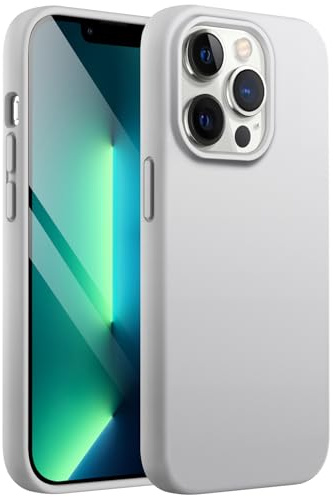 JETech Silikon Hülle für iPhone 13 Pro Max, Helles Grau | Seidig Weiches Gefühl, Stoßschutz, Kratzfest, Mikrofaser-Innenfutter