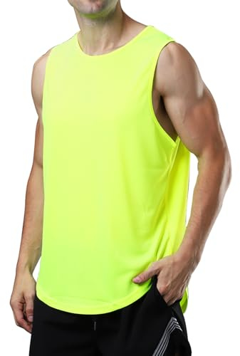meioro Herren Mesh Tank Top, Atmungsaktives Ärmellose Shirt Angepasste Muskelshirt, Sport Rundhals Tank Tops Männer Sommer Gym Workout Funktionsshirt Bodybuilding Fitness Unterhemd(Grün,M)