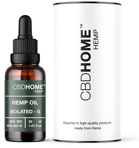 CBHOME Oils - Hampfröolja Isolat 30% + ISO-G 10% - 30 ml - Bas av Kokos och Ekologisk Hampfröolja - Kallpressad - Utan Tillsatser Eller Lösningsmedel - 100% Vegetabilisk - EU-ekologiskt Certifierad
