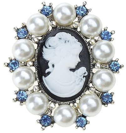 FEYLIE Brosche, Mode Perle Dame Vintage Kamee viktorianischen Stil Hochzeit Party Brosche Pin